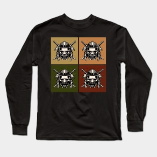 Samurai Warrior Mask Japanese Streetwear Pop Art Bushido Dragon Oni Knight 539 Long Sleeve T-Shirt